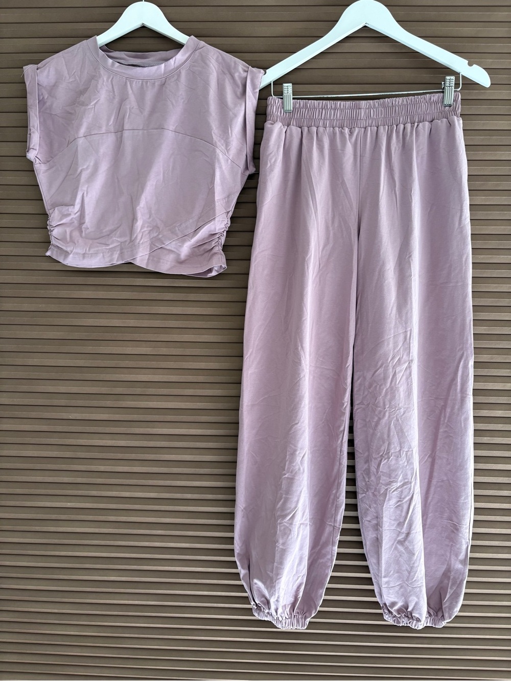 Lavender Elastic-Waist Jogger Set - Comfortable Lounge Pants size S